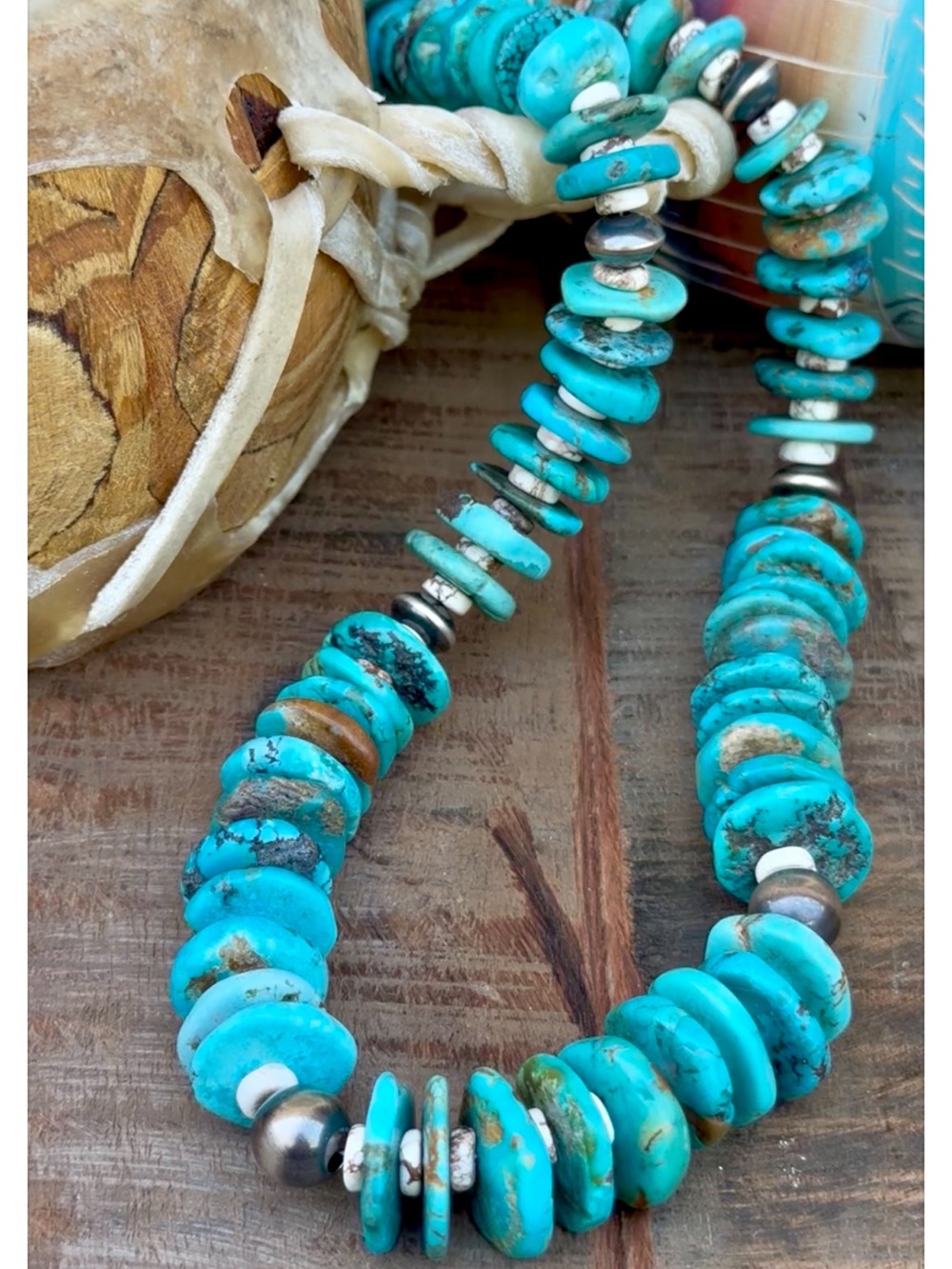 Desert Heirloom-Turquoise, Arizona Wild Horse Navajo Pearl Necklace